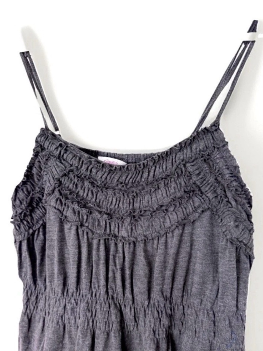 Womens Tank Top size L Large Candie’s Y2K Gray Spaghetti Strap  Shirt Strappy